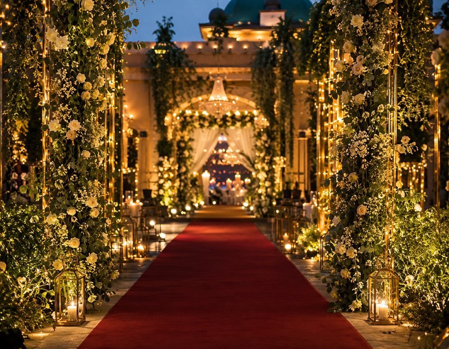 Entry passage decorated with flowers